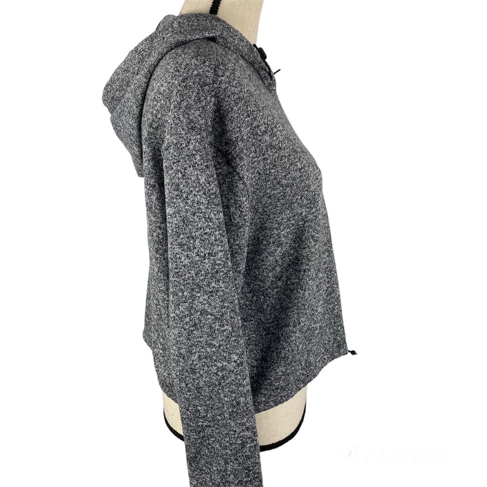 PINK Victoria Secret Crop Hoodie Marled Gray Fleece Lined Womens Sm Sweatshirt - Picture 4 of 14